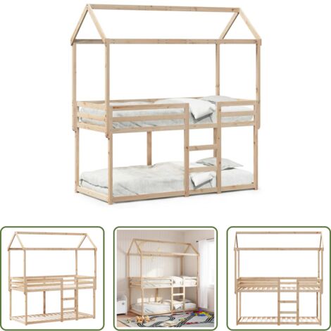 vidaXL Letto in legno -  Letto a Castello senza Materasso 90x200cm Massello Pino