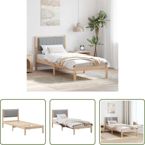 vidaXL Letto in legno -  Letto con Testiera Rivestita Grigio chiaro 75 x 190 cm