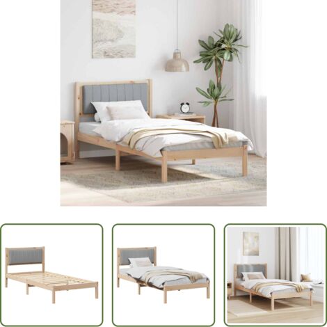 vidaXL Letto in legno -  Letto con Testiera Rivestita Grigio chiaro 90 x 190 cm