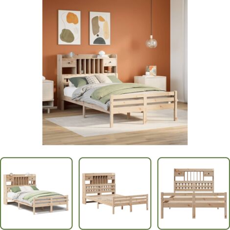 vidaXL Letto in legno -  Letto Libreria senza Materasso 135x190 cm in Legno di Pino