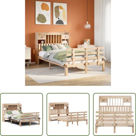 vidaXL Letto in legno -  Letto Libreria senza Materasso 135x190 cm in Legno di Pino