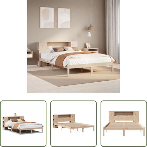 vidaXL Letto in legno -  Letto Libreria senza Materasso 135x190 cm in Legno di Pino