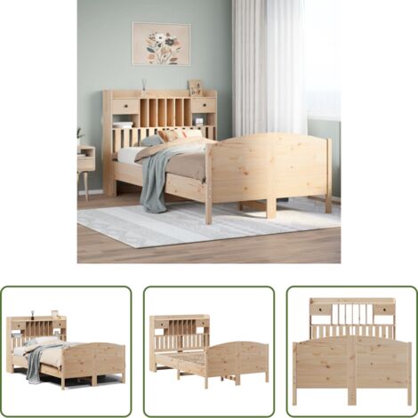 vidaXL Letto in legno -  Letto Libreria senza Materasso 135x190 cm in Legno di Pino