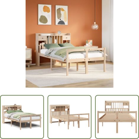 vidaXL Letto in legno -  Letto Libreria senza Materasso 135x190 cm in Legno di Pino