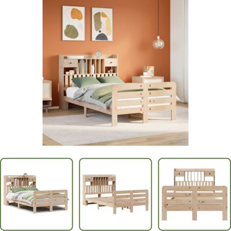 vidaXL Letto in legno -  Letto Libreria senza Materasso 135x190 cm in Legno di Pino