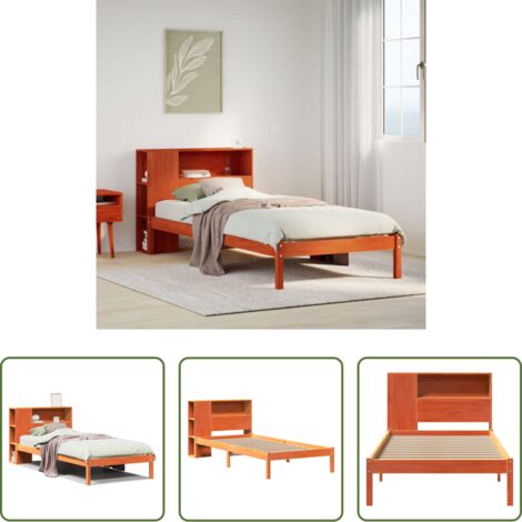 vidaXL Letto in legno -  Letto Libreria senza Materasso Marrone Cera 100x200 cm in Pino