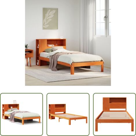 vidaXL Letto in legno -  Letto Libreria senza Materasso Marrone Cera 100x200 cm in Pino
