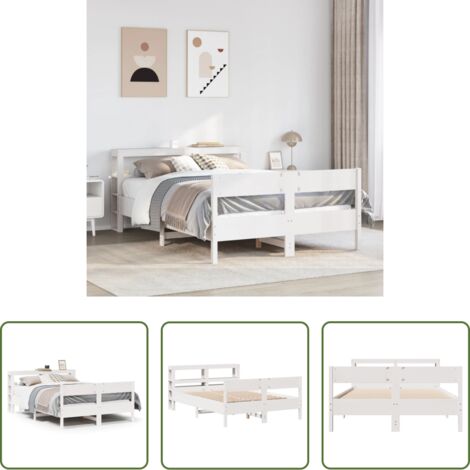 vidaXL Letto in legno -  Letto senza Materasso Bianco 120x190 cm Legno Massello di Pino