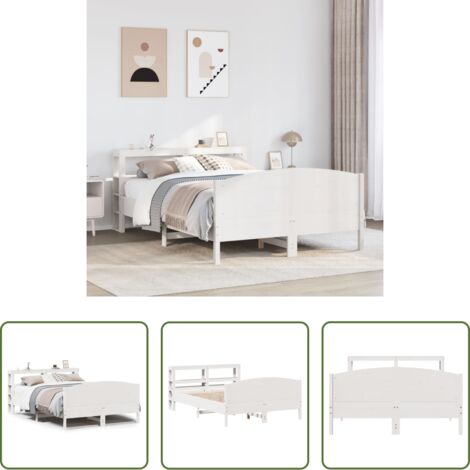 vidaXL Letto in legno -  Letto senza Materasso Bianco 120x190 cm Legno Massello di Pino