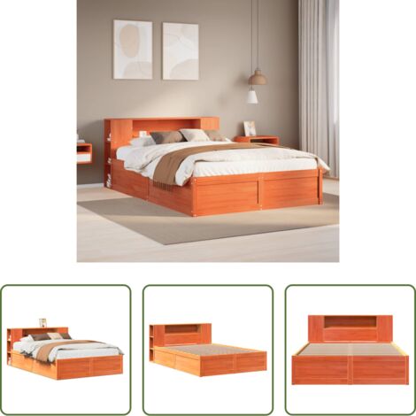 vidaXL Letto in legno -  Letto senza Materasso Marrone Cera 140x190 cm in Legno di Pino