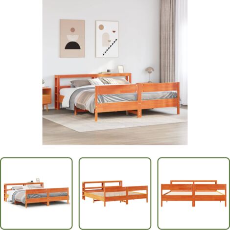 vidaXL Letto in legno -  Letto senza Materasso Marrone Cera 200x200 cm in Legno di Pino