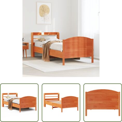 vidaXL Letto in legno -  Letto senza Materasso Marrone Cera 75x190 cm in Legno di Pino