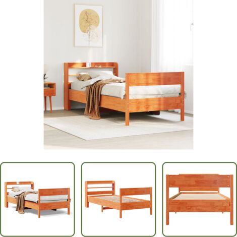 vidaXL Letto in legno -  Letto senza Materasso Marrone Cera 75x190 cm in Legno di Pino