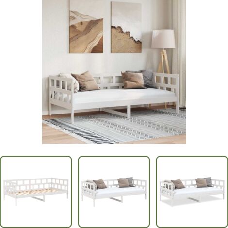 vidaXL Letto in legno massello - Dormeuse Bianca in Legno Massello di Pino 80x200 cm