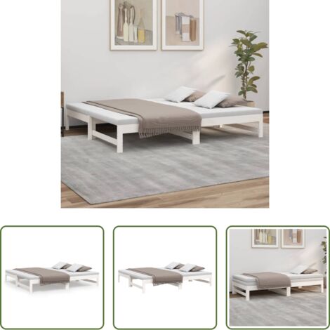 vidaXL Letto in legno massello -  Dormeuse Estraibile Bianca 2x(90x190) cm Legno Massello di Pino