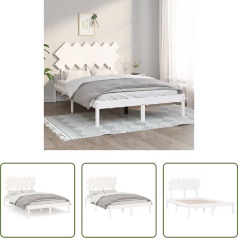 vidaXL Letto in legno massello - Giroletto Bianco 135x190 cm Double in legno Massello