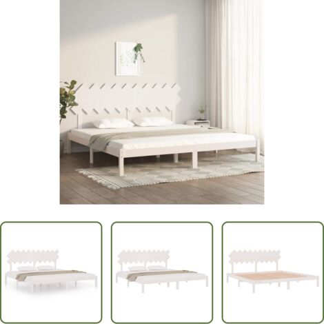 vidaXL Letto in legno massello - Giroletto Bianco 200x200 cm in Legno Massello