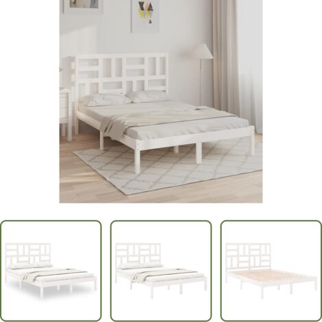 vidaXL Letto in legno massello - Giroletto Bianco in Legno Massello 120x200 cm