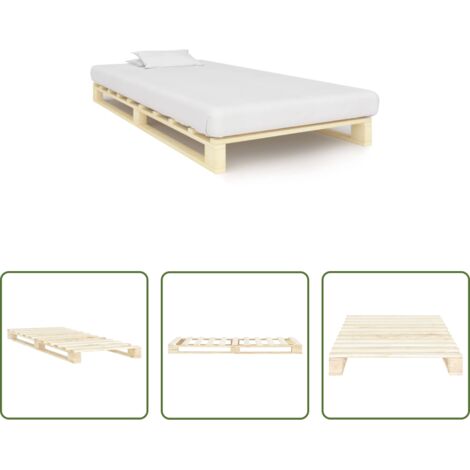 vidaXL Letto in legno massello - Giroletto in Pallet di Legno Massello di Pino 100x200 cm