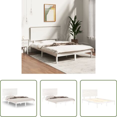 vidaXL Letto in legno massello -  Giroletto senza Materasso Bianco 120x200 cm Legno Massello Pino