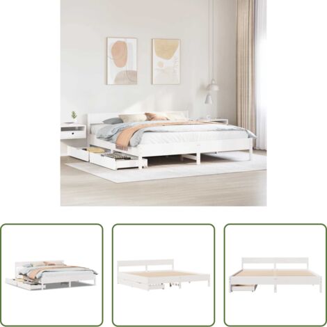 vidaXL Letto in legno massello -  Giroletto senza Materasso Bianco 200x200 cm Legno Massello Pino