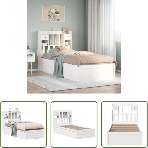 vidaXL Letto in legno massello -  Giroletto senza Materasso Bianco 90x200 cm Legno Massello Pino