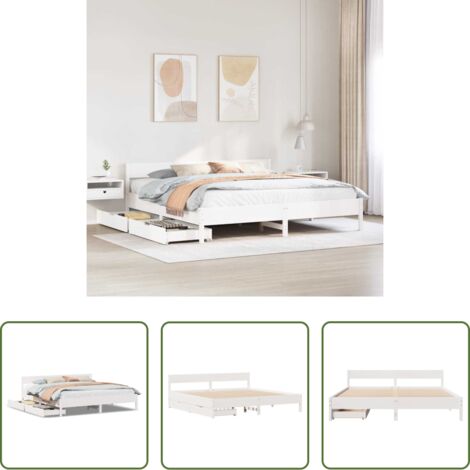 vidaXL Letto in legno massello -  Letto senza Materasso Bianco 160x200 cm Legno Massello di Pino