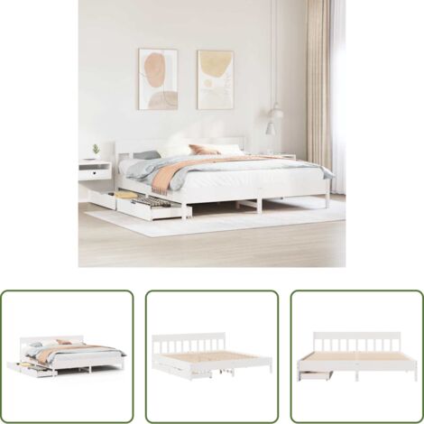 vidaXL Letto in legno massello -  Letto senza Materasso Bianco 180x200 cm Legno Massello di Pino