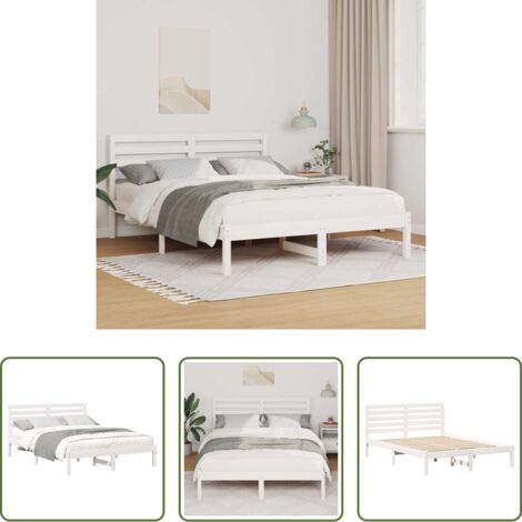 vidaXL Letto in legno massello -  Struttura del letto Bianco 140 x 190 cm Pino massello