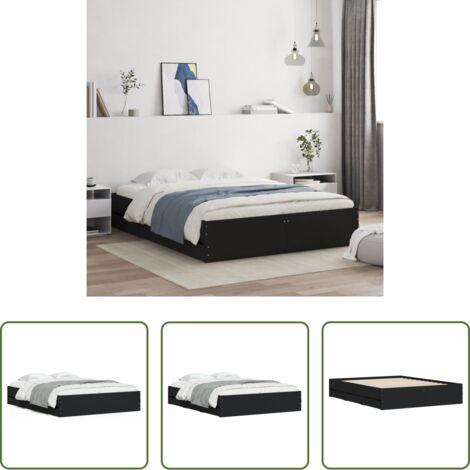 vidaXL Letto in legno multistrato -  Giroletto con Cassetti Nero 140x190 cm in Legno Multistrato