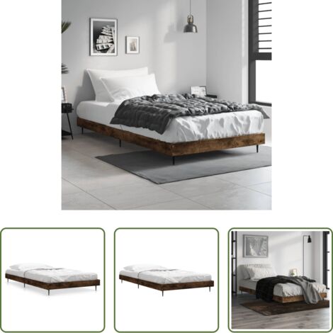 vidaXL Letto in legno multistrato -  Giroletto senza Materasso Rovere Fumo 90x200 cm in Truciolato