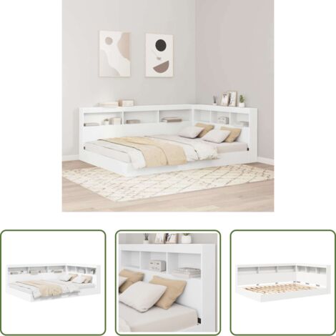 vidaXL Letto in legno multistrato -  Letto Libreria Bianco 160 x 200 cm Legno multistrato