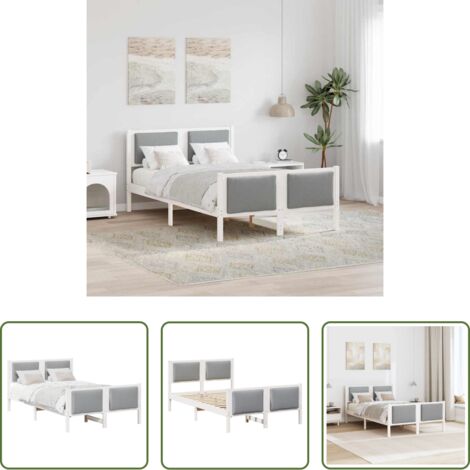 vidaXL Letto in legno -  Struttura del letto Grigio chiaro 120 x 190 cm Tessuto