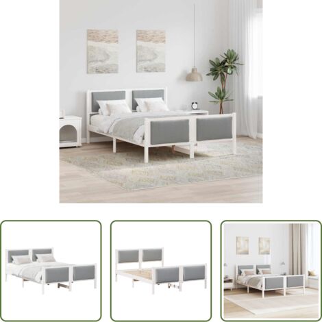 vidaXL Letto in legno -  Struttura del letto Grigio chiaro 160 x 200 cm Tessuto