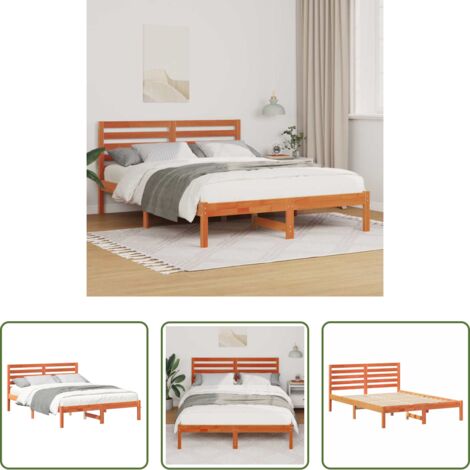 vidaXL Letto in legno -  Struttura del letto Marrone cerato 140 x 190 cm Pino massello