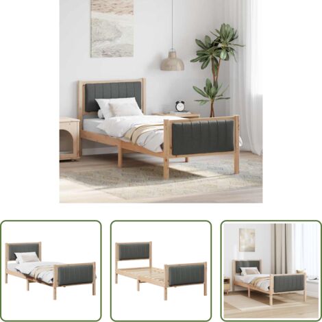 vidaXL Letto in legno -  Struttura del Letto marrone e grigio scuro 75 x 190 cm
