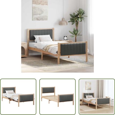 vidaXL Letto in legno -  Struttura del Letto marrone e grigio scuro 90 x 190 cm