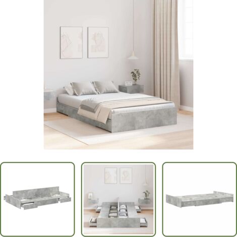 vidaXL Letto in legno -  Struttura letto con contenitore Grigio cemento 120 x 190 cm