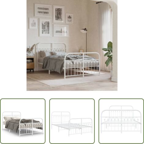 vidaXL Letto in metallo -  Giroletto con Testiera e Pediera Metallo Bianco 120x190 cm