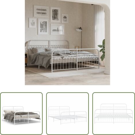 vidaXL Letto in metallo -  Giroletto con Testiera e Pediera Metallo Bianco 183x213 cm