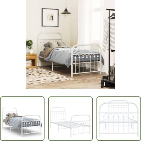 vidaXL Letto in metallo -  Giroletto con Testiera e Pediera Metallo Bianco 80x200 cm