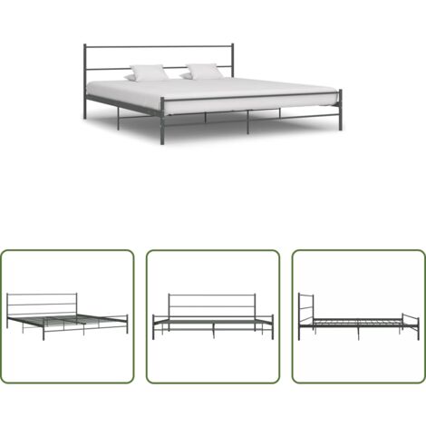 vidaXL Letto in metallo -  Giroletto Grigio in Metallo 180x200 cm