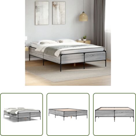 vidaXL Letto in metallo -  Giroletto Grigio Sonoma 120x190 cm in Legno Multistrato Metallo