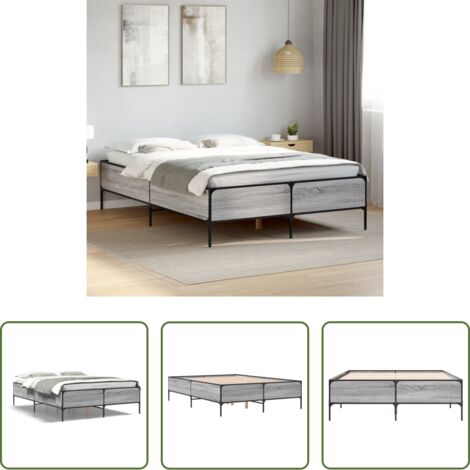 vidaXL Letto in metallo -  Giroletto Grigio Sonoma 120x200 cm in Legno Multistrato Metallo