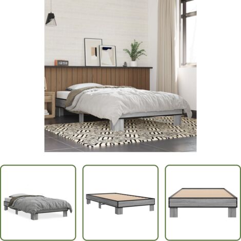 vidaXL Letto in metallo -  Giroletto Grigio Sonoma 75x190cm in Legno Multistrato e Metallo