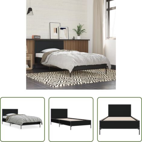 vidaXL Letto in metallo -  Giroletto Nero 100x200 cm in Legno Multistrato e Metallo