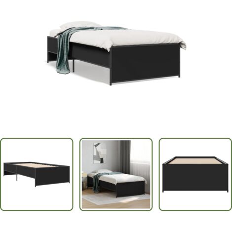 vidaXL Letto in metallo -  Giroletto Nero 100x200 cm in Legno Multistrato e Metallo