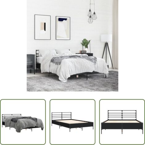 vidaXL Letto in metallo -  Giroletto Nero 120x190 cm in Legno Multistrato e Metallo