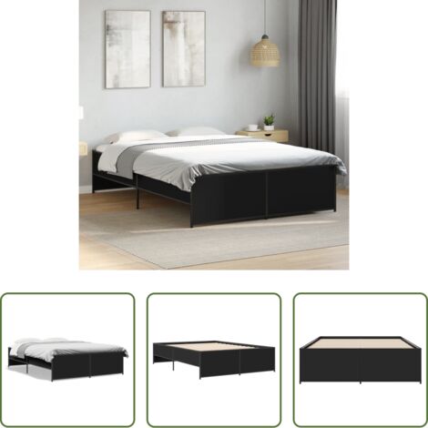 vidaXL Letto in metallo -  Giroletto Nero 120x200 cm in Legno Multistrato e Metallo