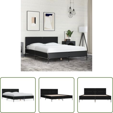 vidaXL Letto in metallo -  Giroletto Nero 135x190 cm in Legno Multistrato e Metallo